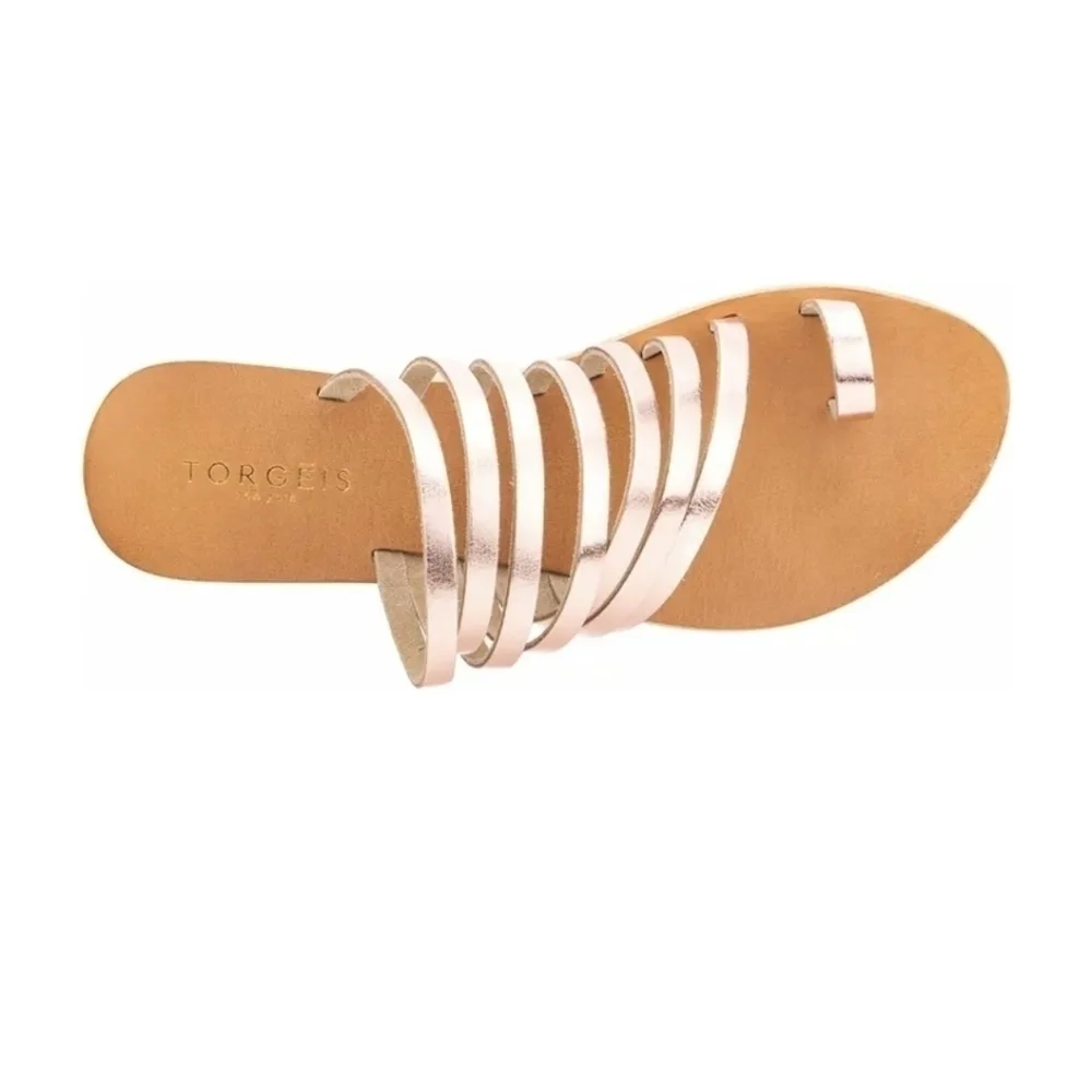 Gold color Multi Crossed Toe Loop Sandal - Picture 7 of 11